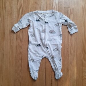 H&M White Panda Print Baby Footie